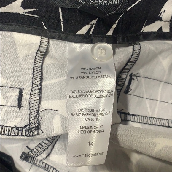 New! Mario Serrani Black White Print Shorts Sz. 14 - Picture 6 of 10
